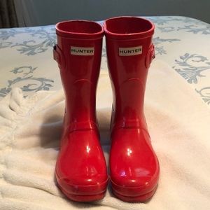 Bright Red Short HUNTER Boots, Great Condition
